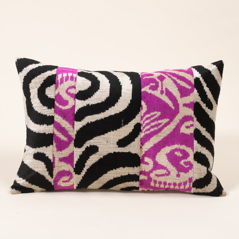 Black, White, & Pink Split Pattern Pillow