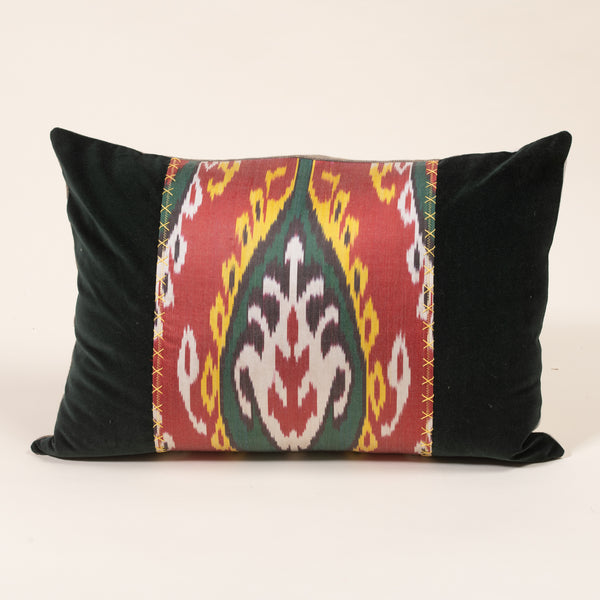 Green & Pattern Center Stripe Pillow