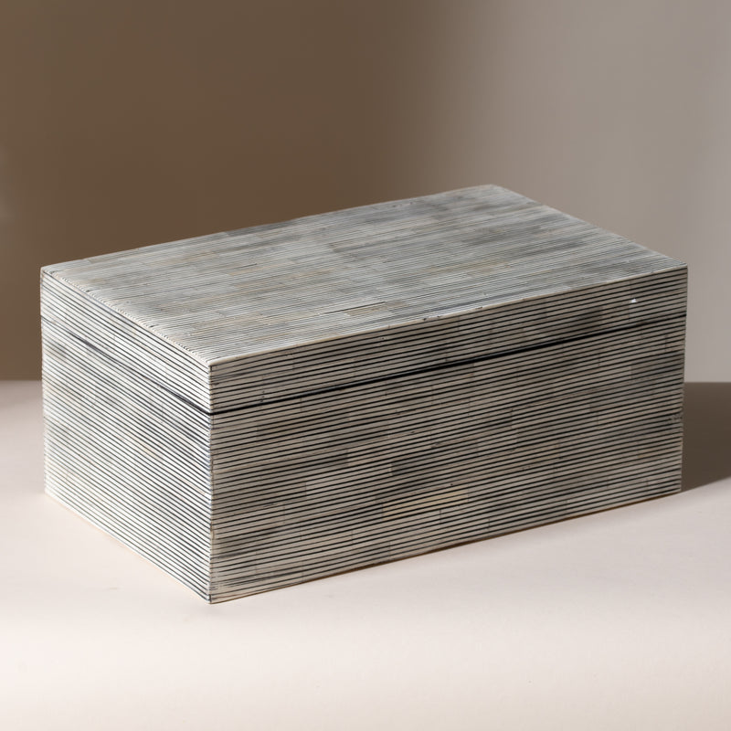 Black & White Ivory Look Striped Large Box