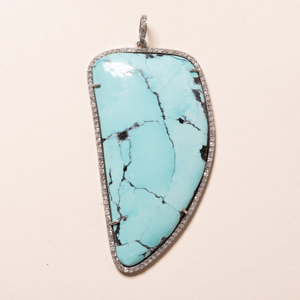Turquoise with Diamonds Pendant