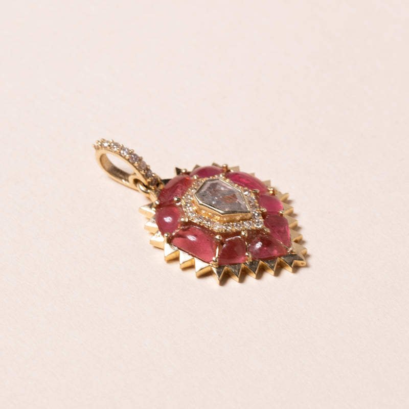 Pink Tourmaline and Diamond Drop Pendant