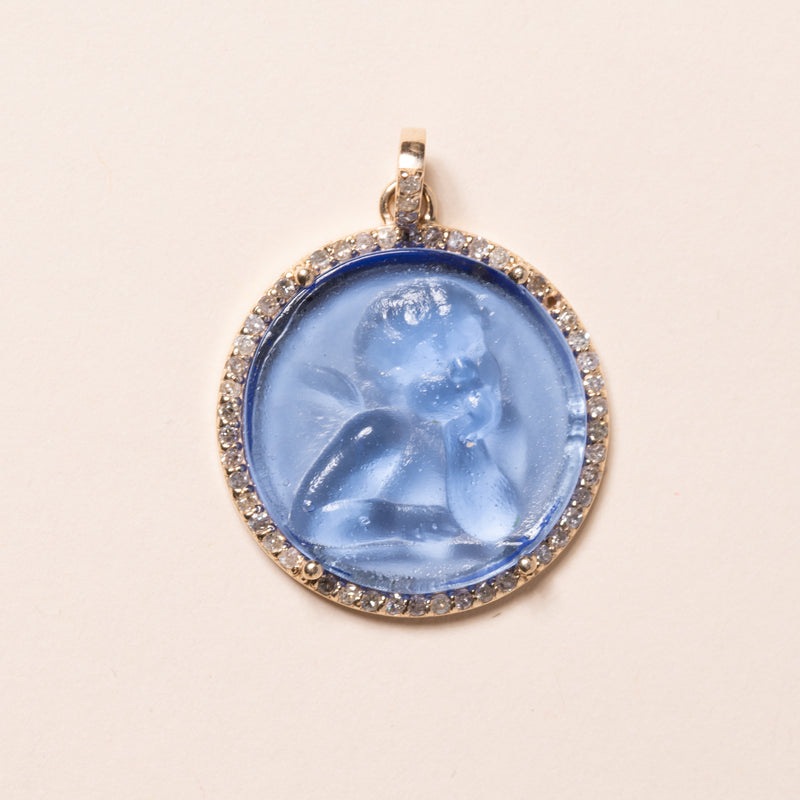 Blue Murano Glass Cherub Pendant