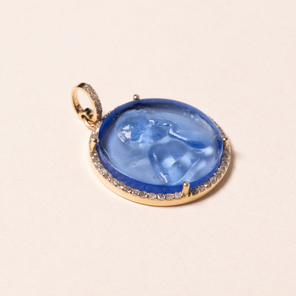 Blue Murano Glass Cherub Pendant