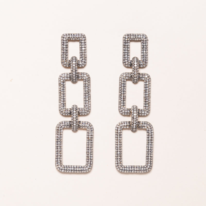 Pave Diamond Rectangle Earrings