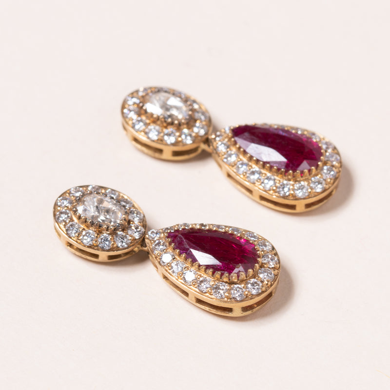 Ruby and Polki Diamond Earrings
