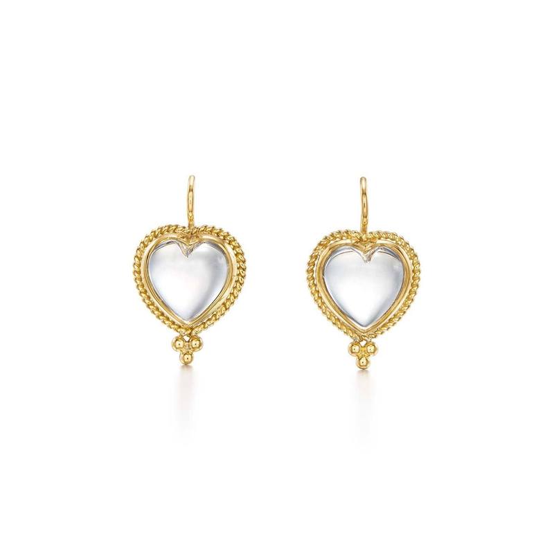18k braided heart crystal temple st Clair earrings