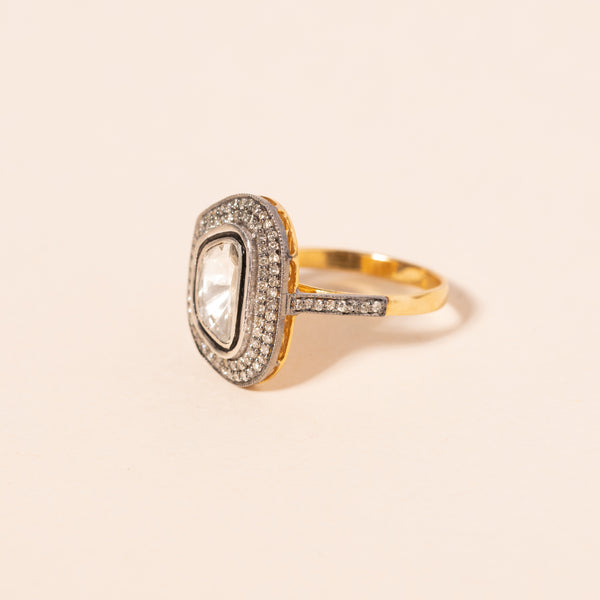 polki diamond silver ring 