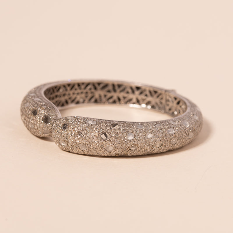 thick pave and polki diamond bangle bracelet 