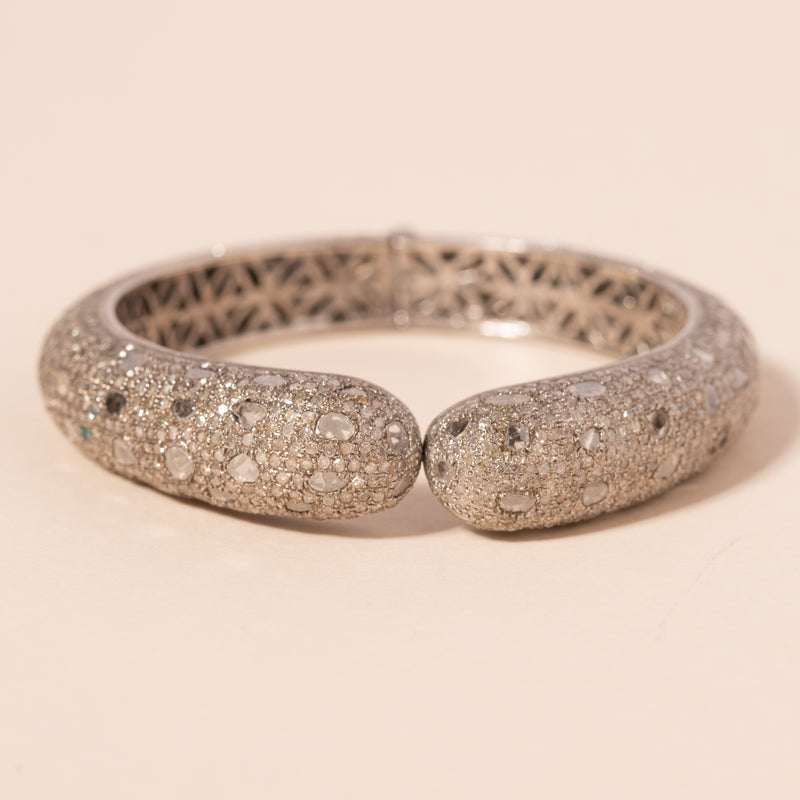 thick pave and polki diamond bangle bracelet 