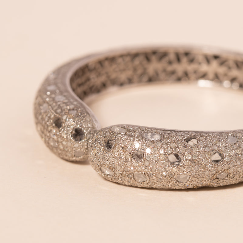 thick pave and polki diamond bangle bracelet 