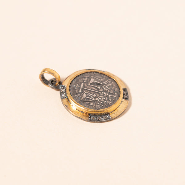 byzantine constantine silver coin pendant 
