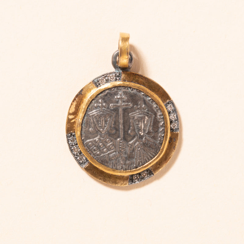 byzantine constantine silver coin pendant 