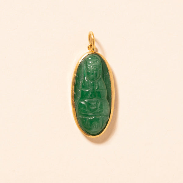 green quartz buddha pendant set in gold