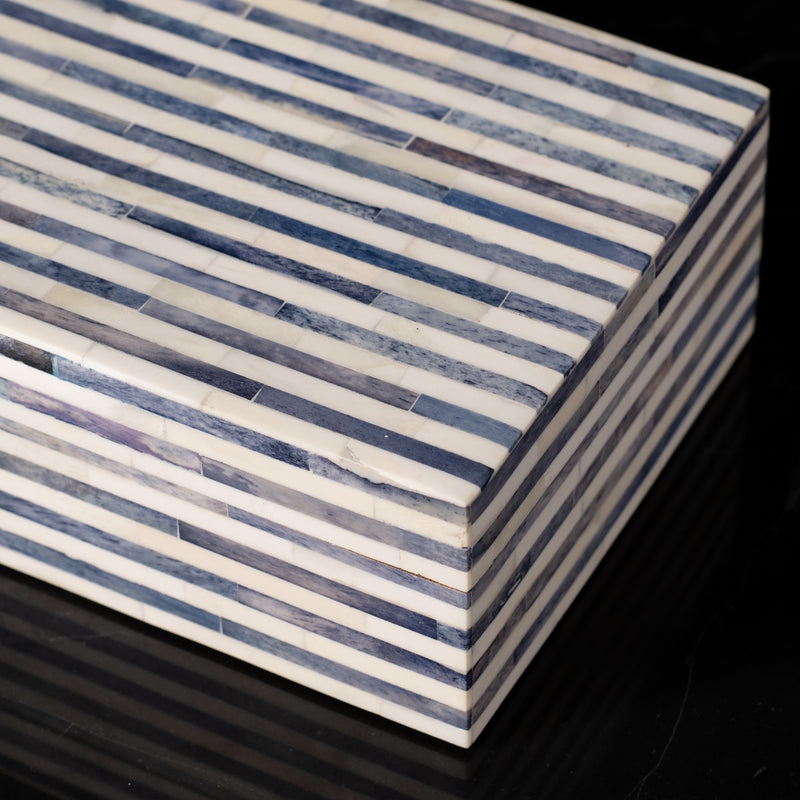 White with Blue Stripes Box