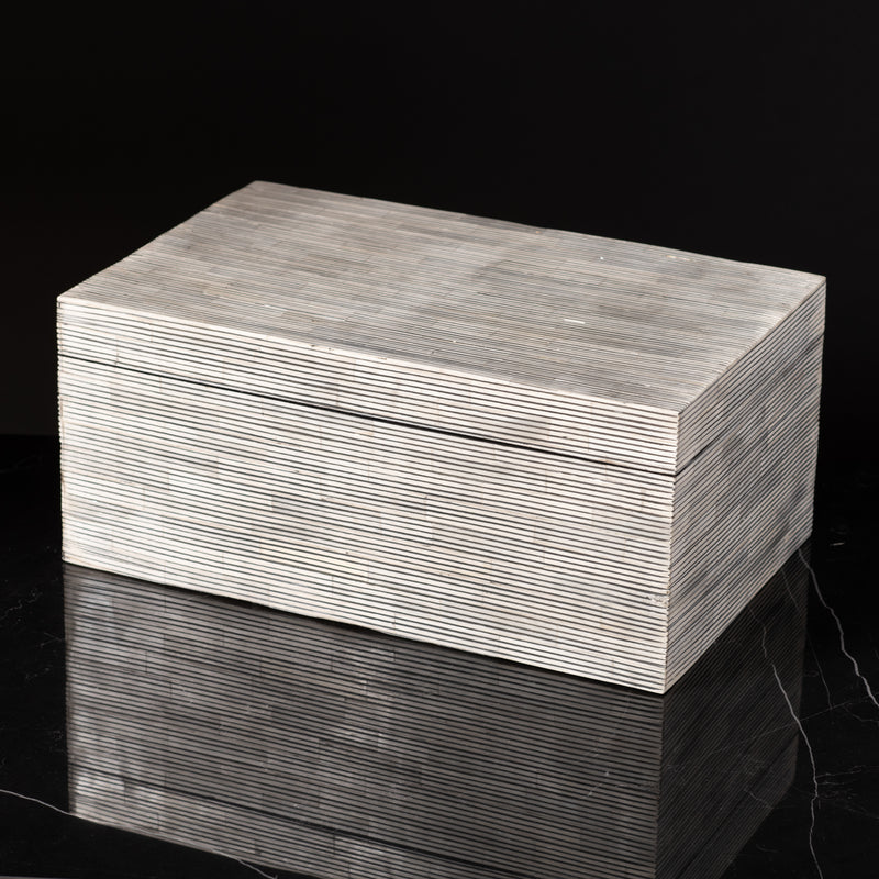 Black & White Ivory Look Striped Large Box