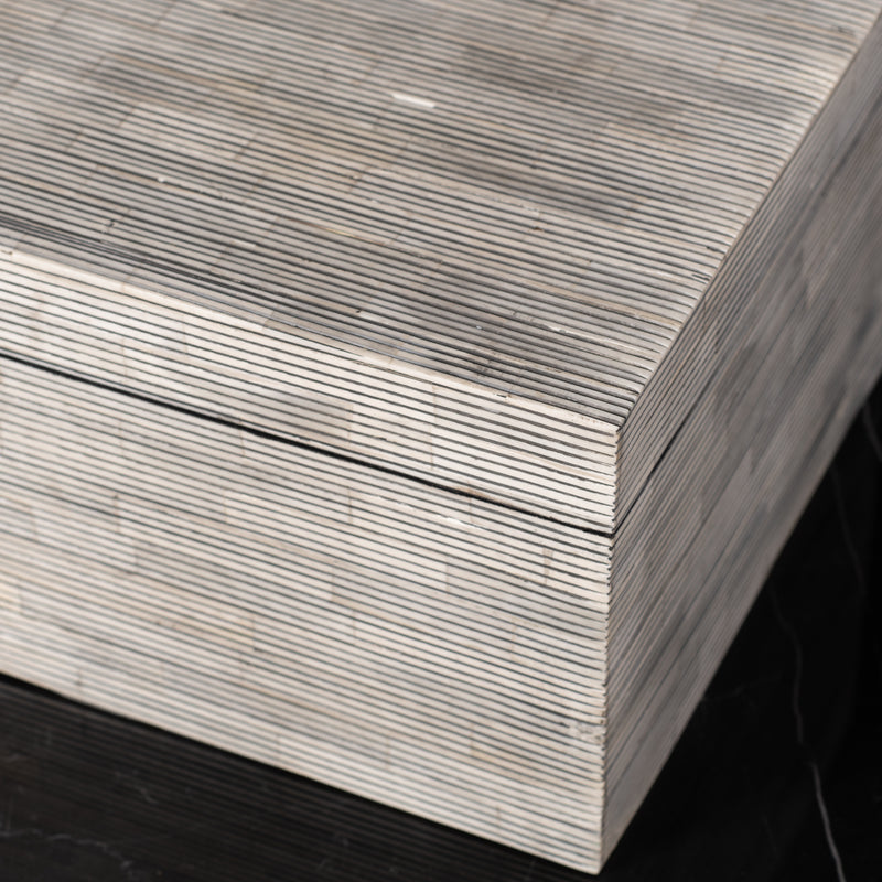 Black & White Ivory Look Striped Large Box