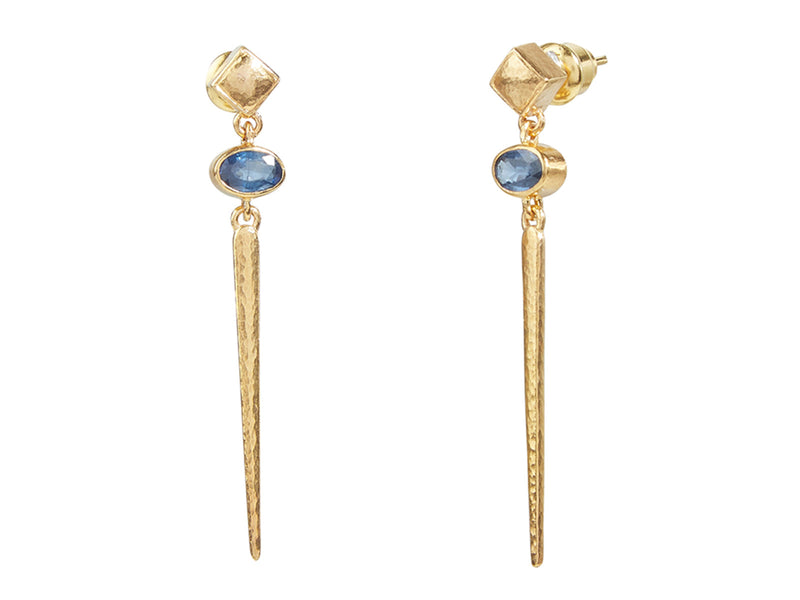 Rain Gold Stiletto Earrings with Sapphire