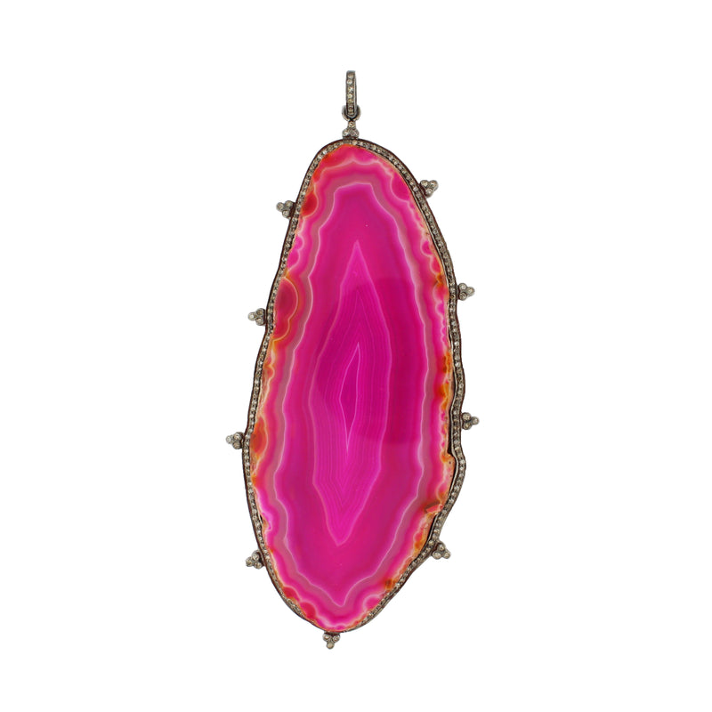 pink agate slice pendant 