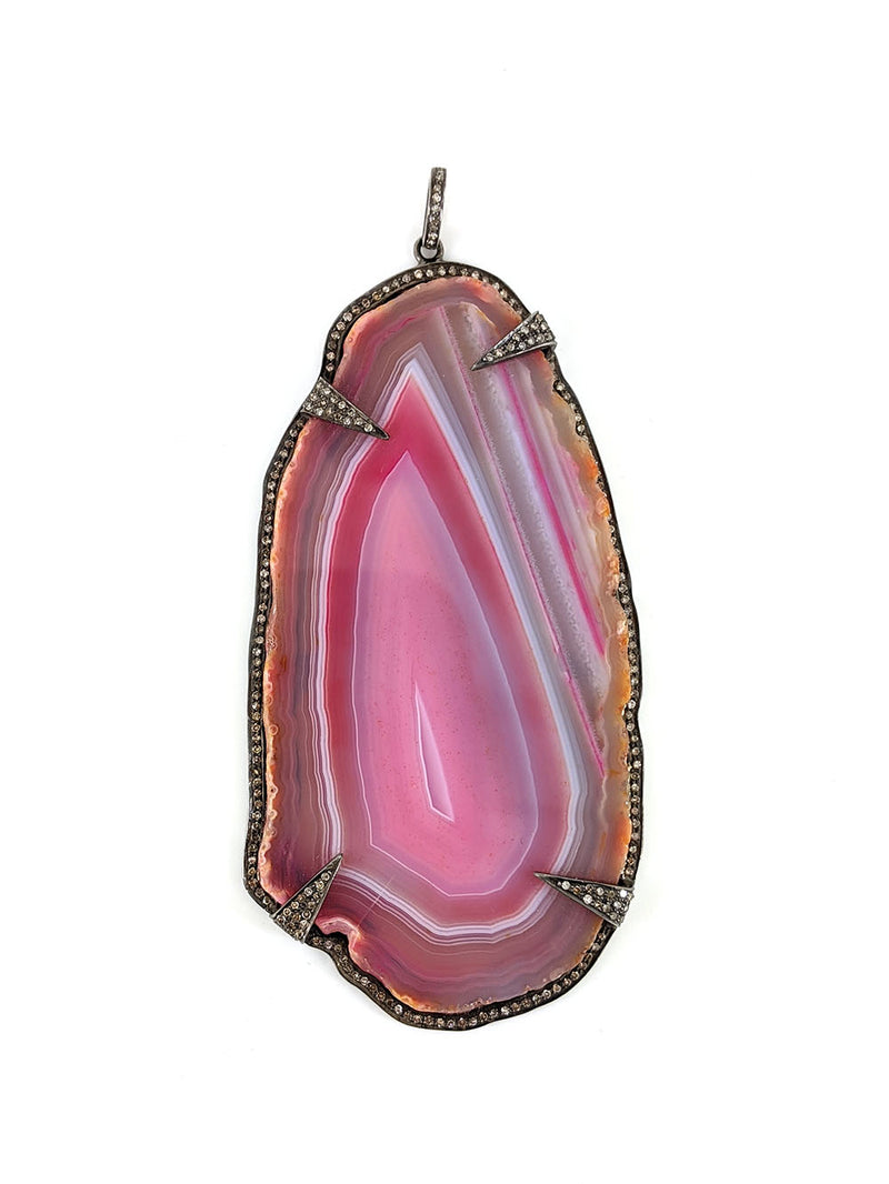 pink agate slice pendant 