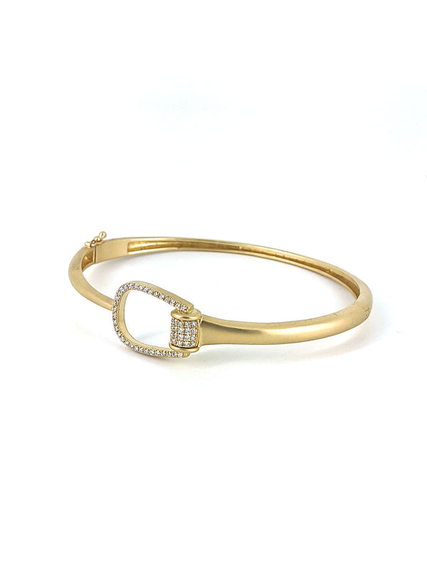 gold and diamond horse bit bangle bracelet 