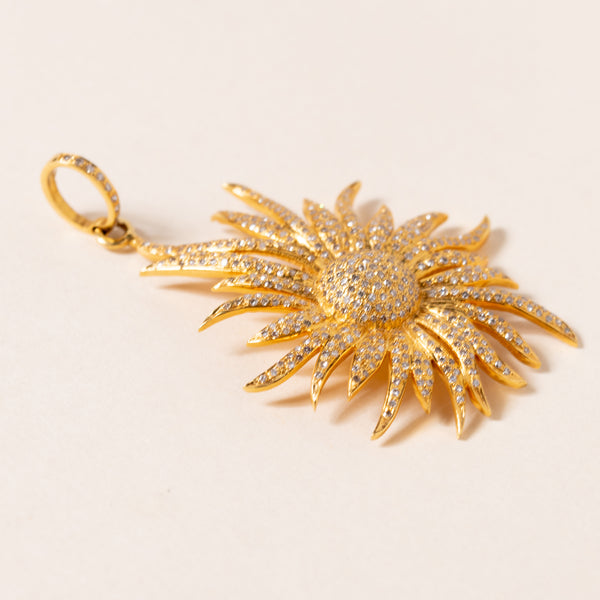 Gold and Diamond Sun Pendant