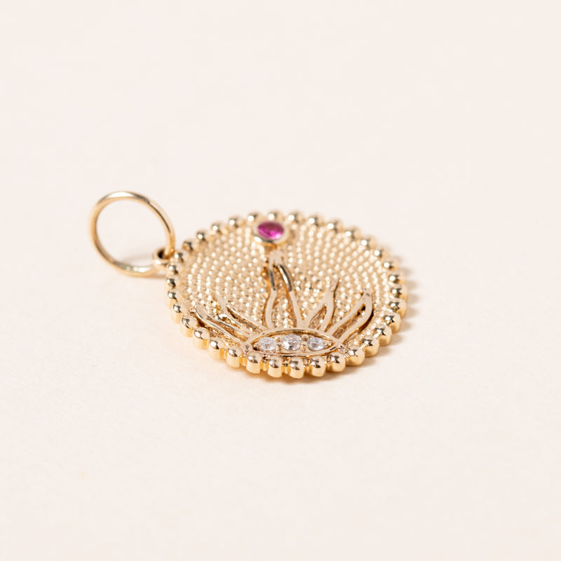 Pink Sapphire and Diamond Sun Pendant