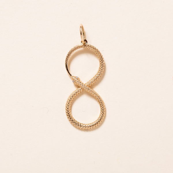 Golden Infinity Snake with Diamond Eyes Pendant