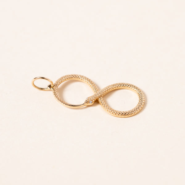 Golden Infinity Snake with Diamond Eyes Pendant