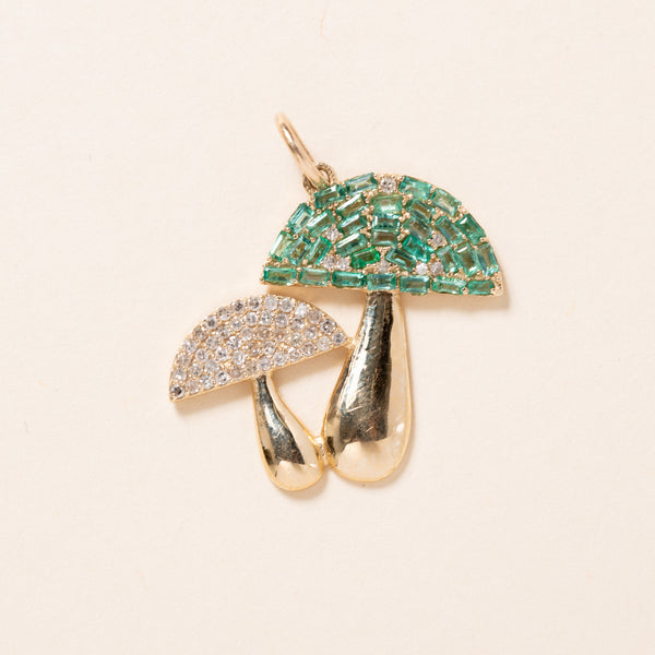 Emeralds and Diamonds Mushrooms Pendant