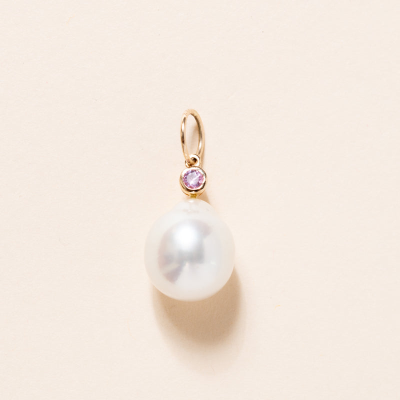 Pink Sapphire and Pearl Pendant