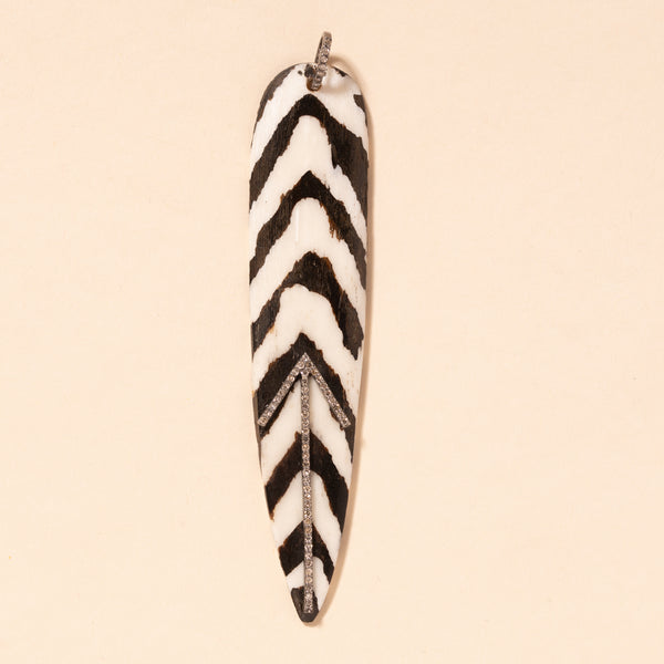 African black and white bone spear pendant