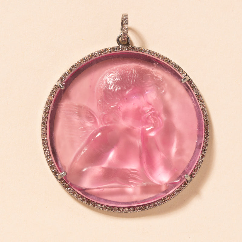 pink murano cherub pendant 