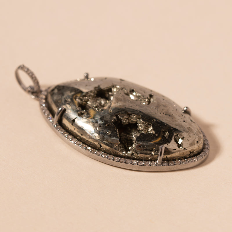 large peruvian pyrite mandorla pendant 