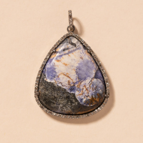 dark cobalt jasper and diamond pendant 