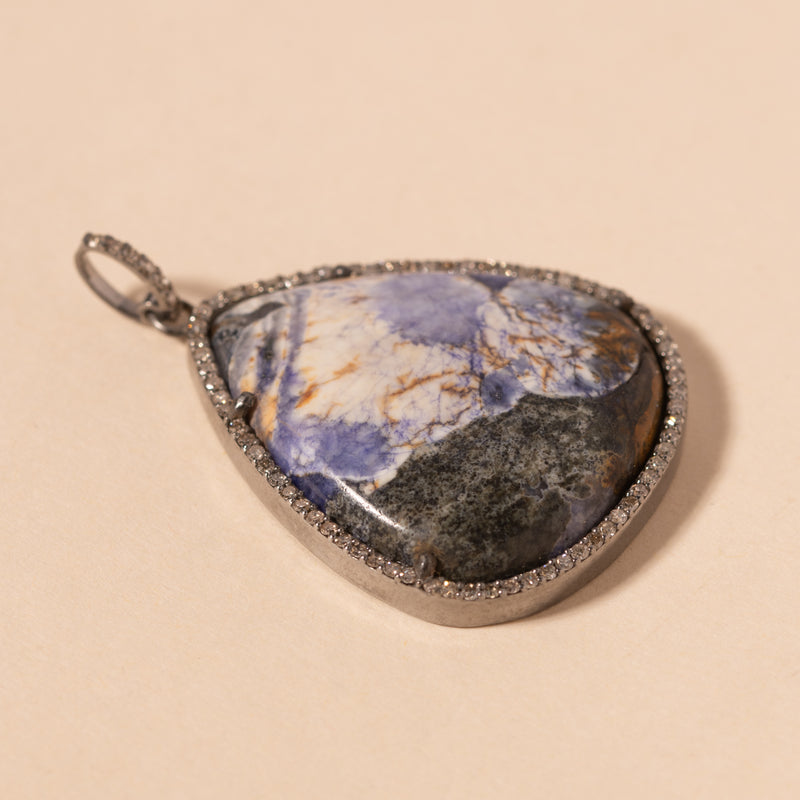 dark cobalt jasper and diamond pendant 
