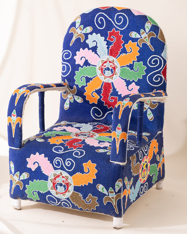 African Beaded Chair - Blue
