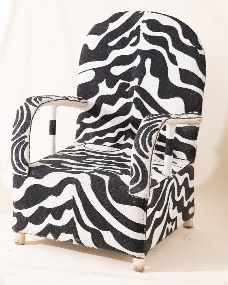 African Beaded Chair - B&W