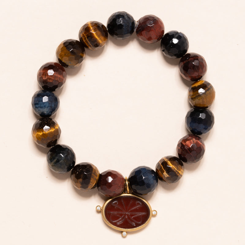 Mixed Tiger Eye with Agate Pendant Bloom Bracelet