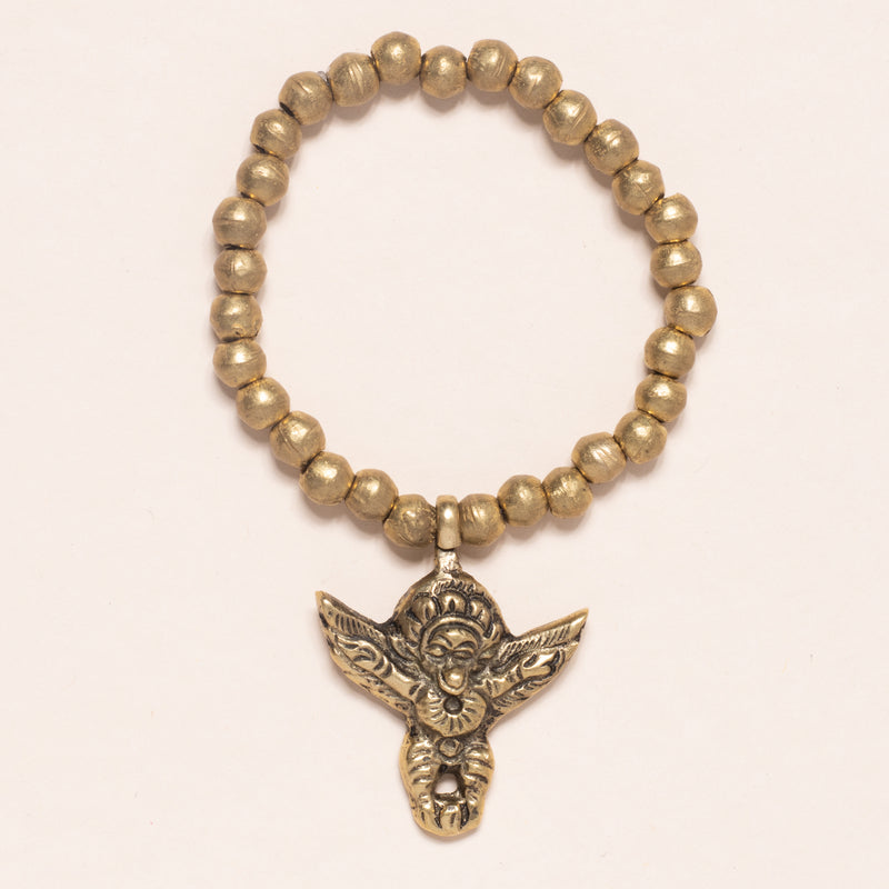 African Brass with Winged Pendant Bloom Bracelet