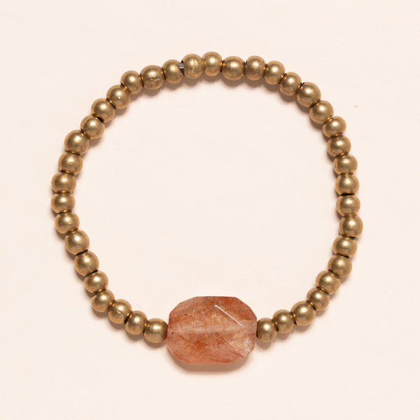 Hematoid Quartz with African Brass Beads Bloom Bracelet
