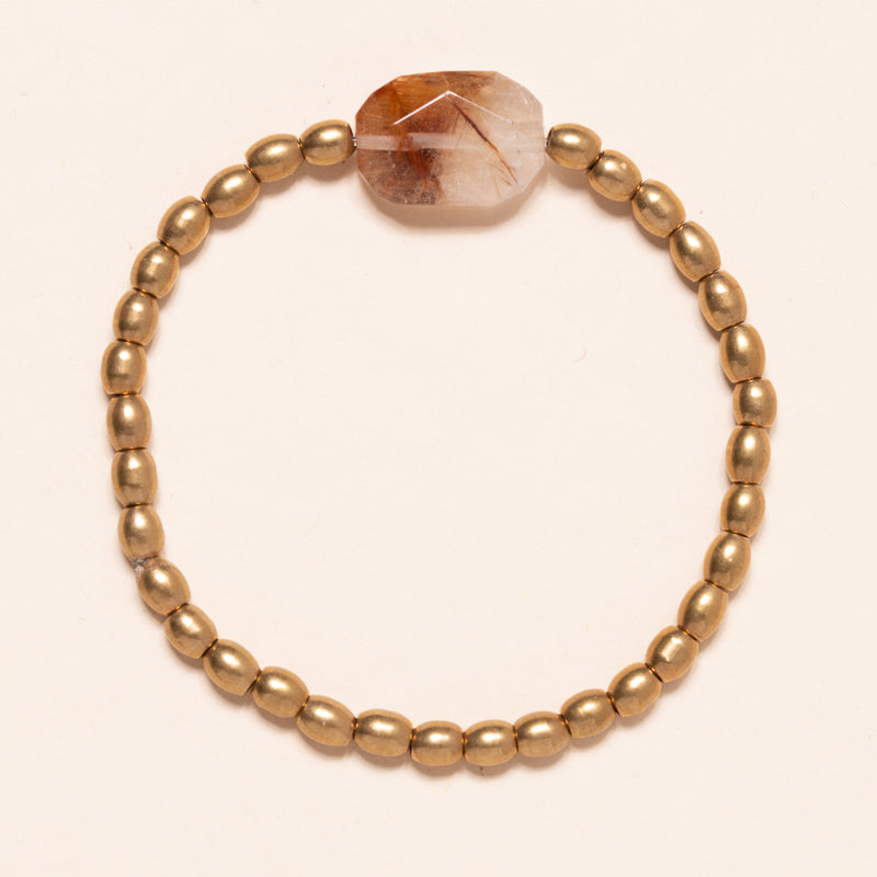 Hematoid Quartz with African Brass Beads Bloom Bracelet