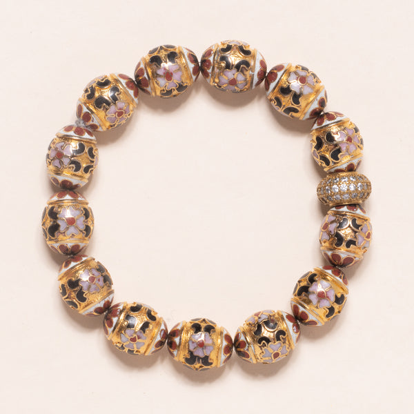 Italian Enamel and Crystal Glass Beads Bloom Bracelet