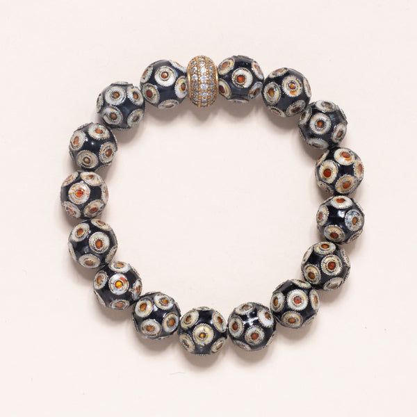 Italian Enamel and Crystal Glass Beads Bloom Bracelet