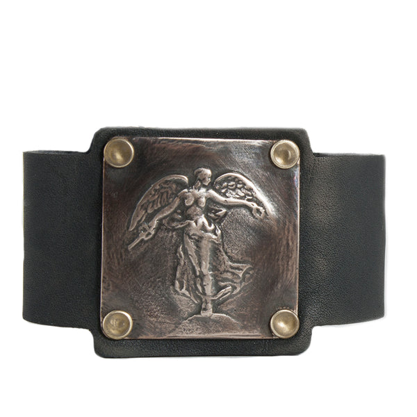 WW1 Winged Victory Angel Unisex Leather Cuff Bracelet