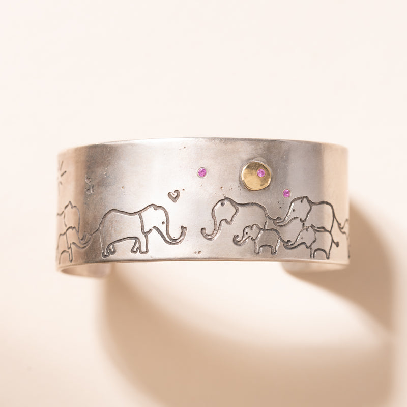 Silver Elephant Cuff