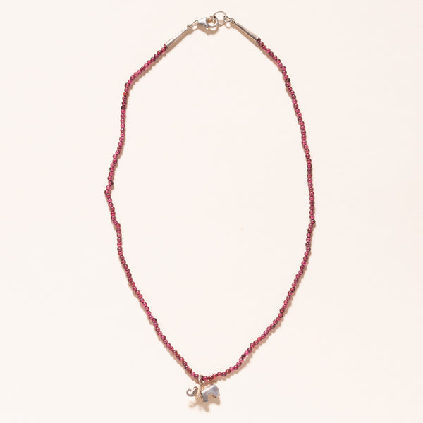 Baby Sterling Silver Isabelle on 2mm Red Garnets. 16”