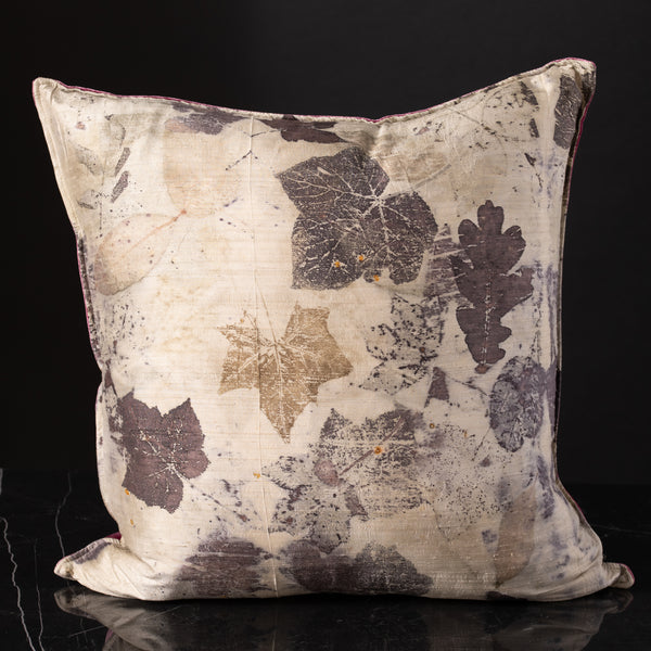 Eco Leaf Print with Mauve Velvet Pillow
