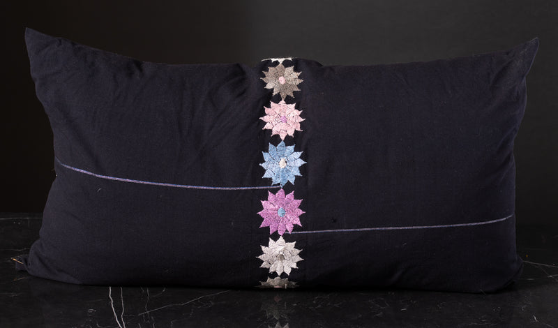 Embroidery on Black Pillow