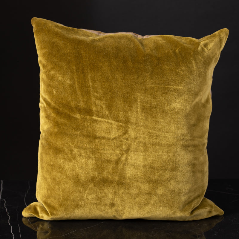 Embroidery with Olive Velvet Pillow