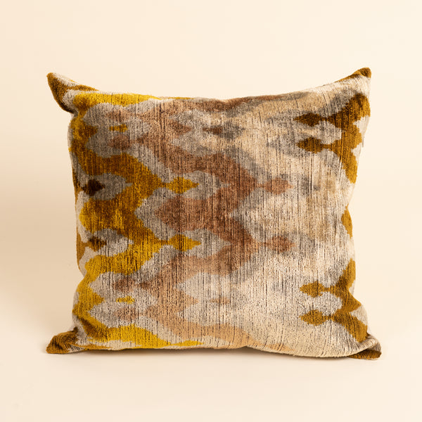 Ikat Velvet 20x20 Pillow - Purple and Gold